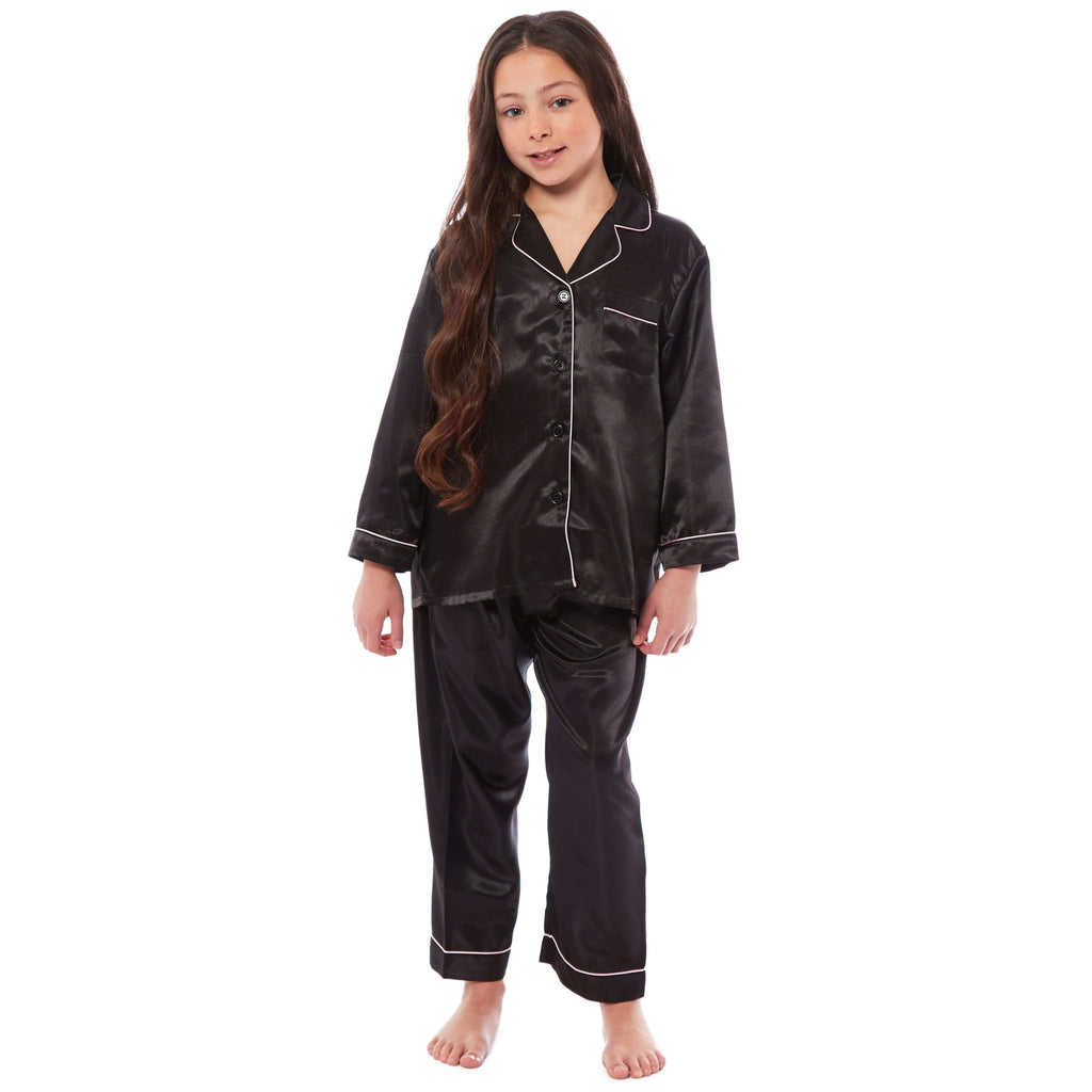 Daisy Dreamer Girls Satin Silk Pyjama Set Long Sleeve Button Down Sleepwear Luxurious