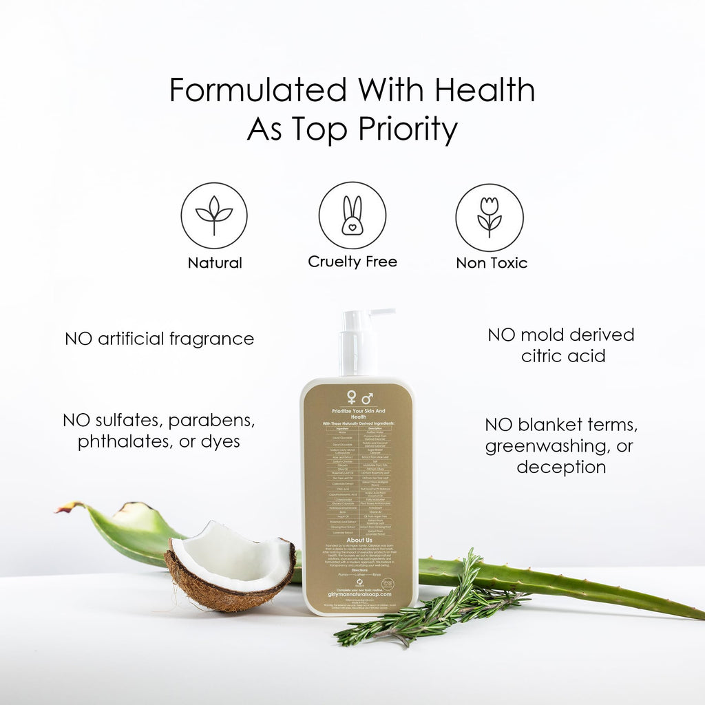 GirlyMan Natural Non-Toxic Shampoo | Olive Oil, Argan Oil & Biotin | Rosemary Tea Tree, All Hair Types