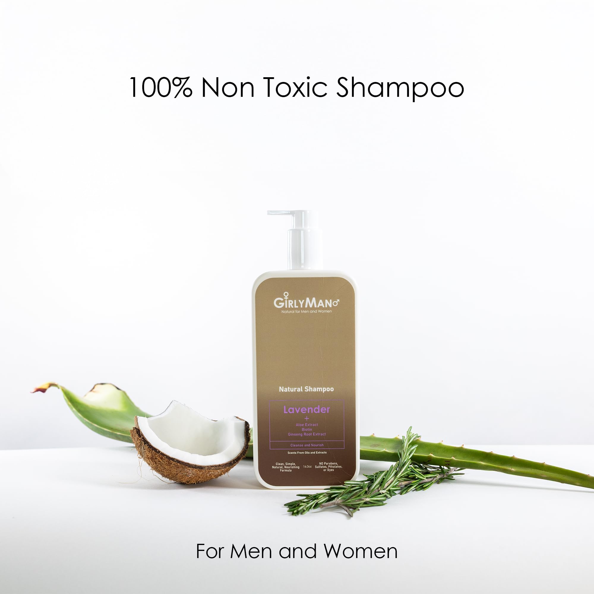 GirlyMan Lavender Natural Non-Toxic Shampoo – Olive Oil, Argan Oil & Biotin