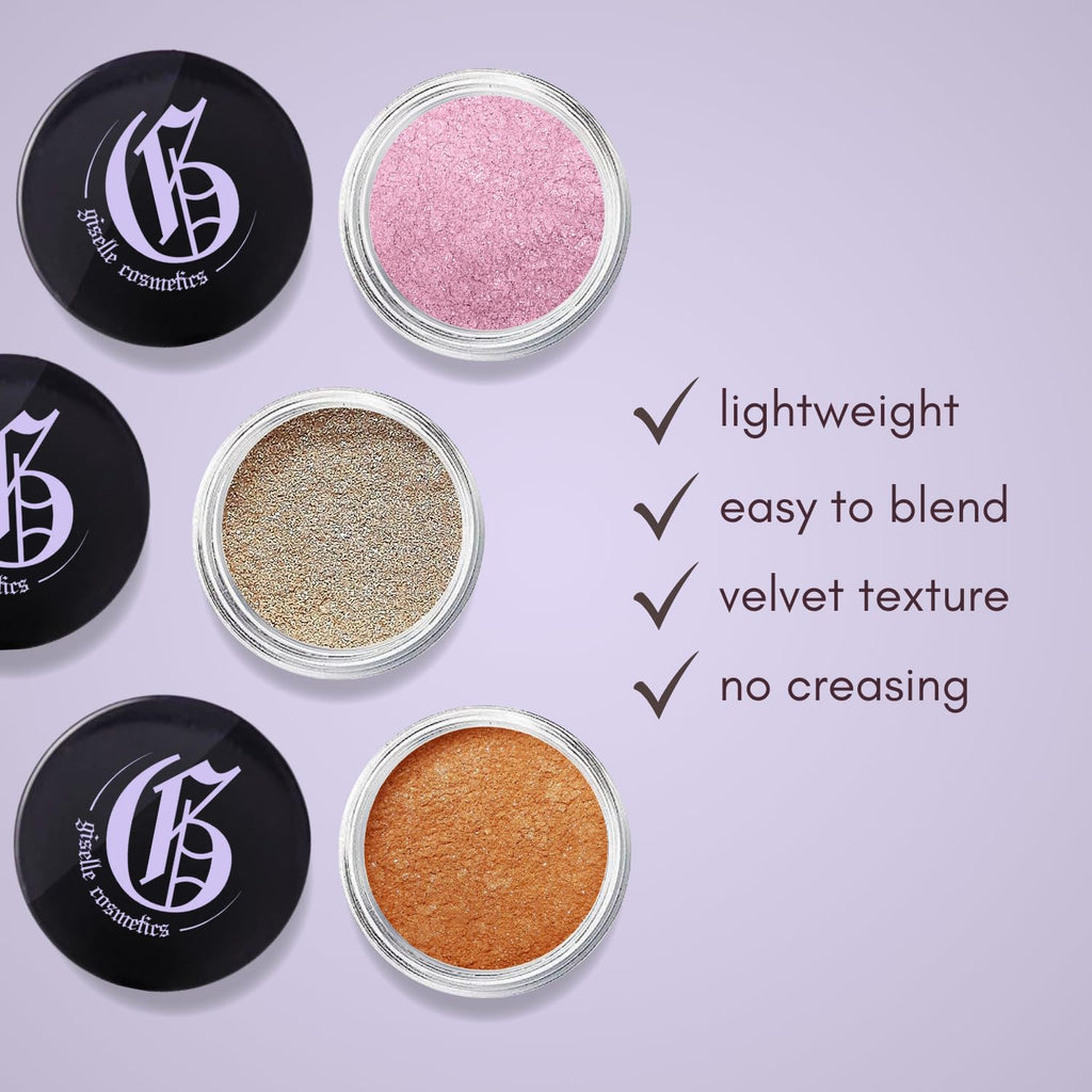 Giselle Cosmetics White Sapphire Loose Mineral Eyeshadow – Organic, Talc-Free Pink Iridescent Shimmer