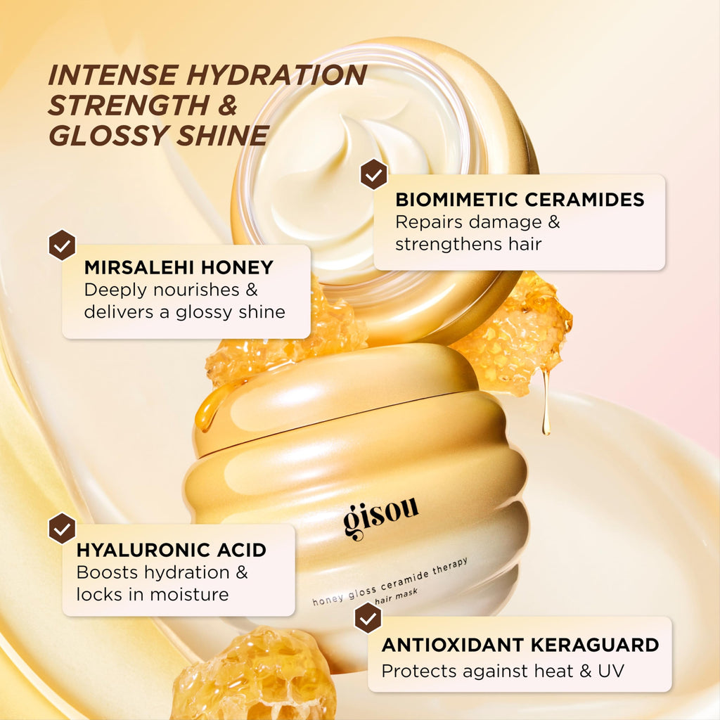 Gisou Honey Gloss Ceramide Therapy Hair Mask – Deep Hydration, Strength & Shine (7.8 oz)