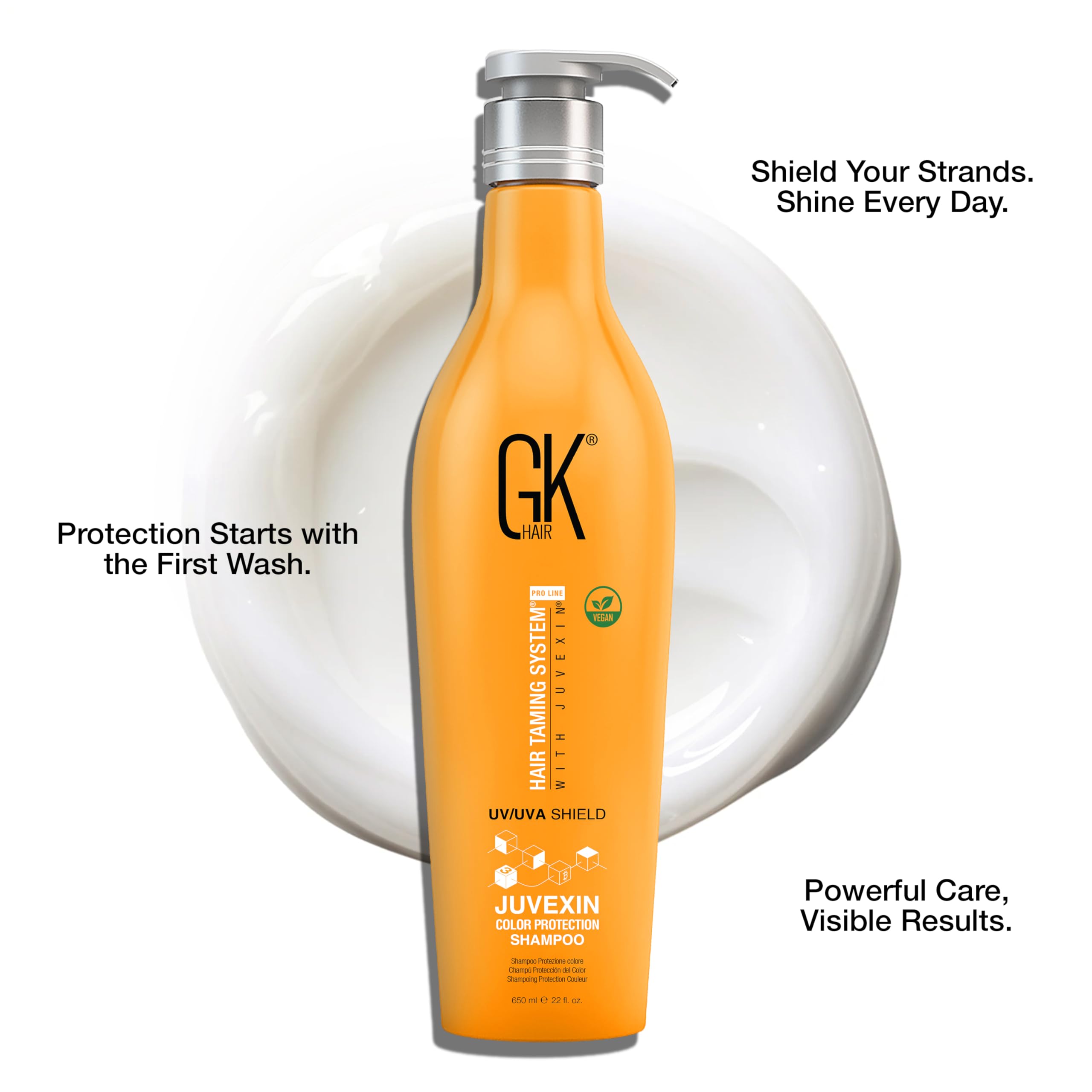 GK HAIR Shield Shampoo 22oz – Color Safe, UV Protection, Aloe Vera & Argan Oil | Vegan, Sulfate & Paraben Free