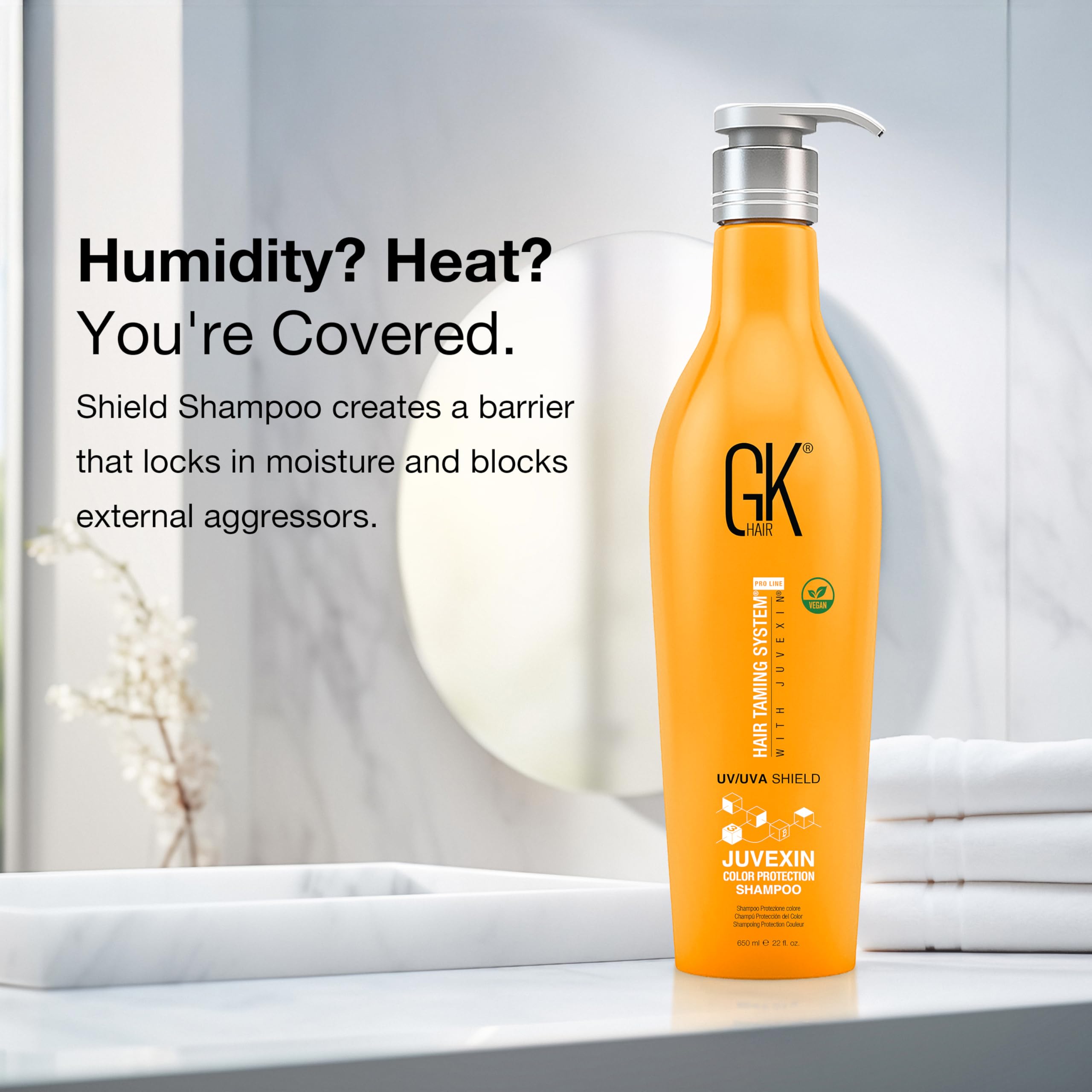 GK HAIR Shield Shampoo 22oz – Color Safe, UV Protection, Aloe Vera & Argan Oil | Vegan, Sulfate & Paraben Free