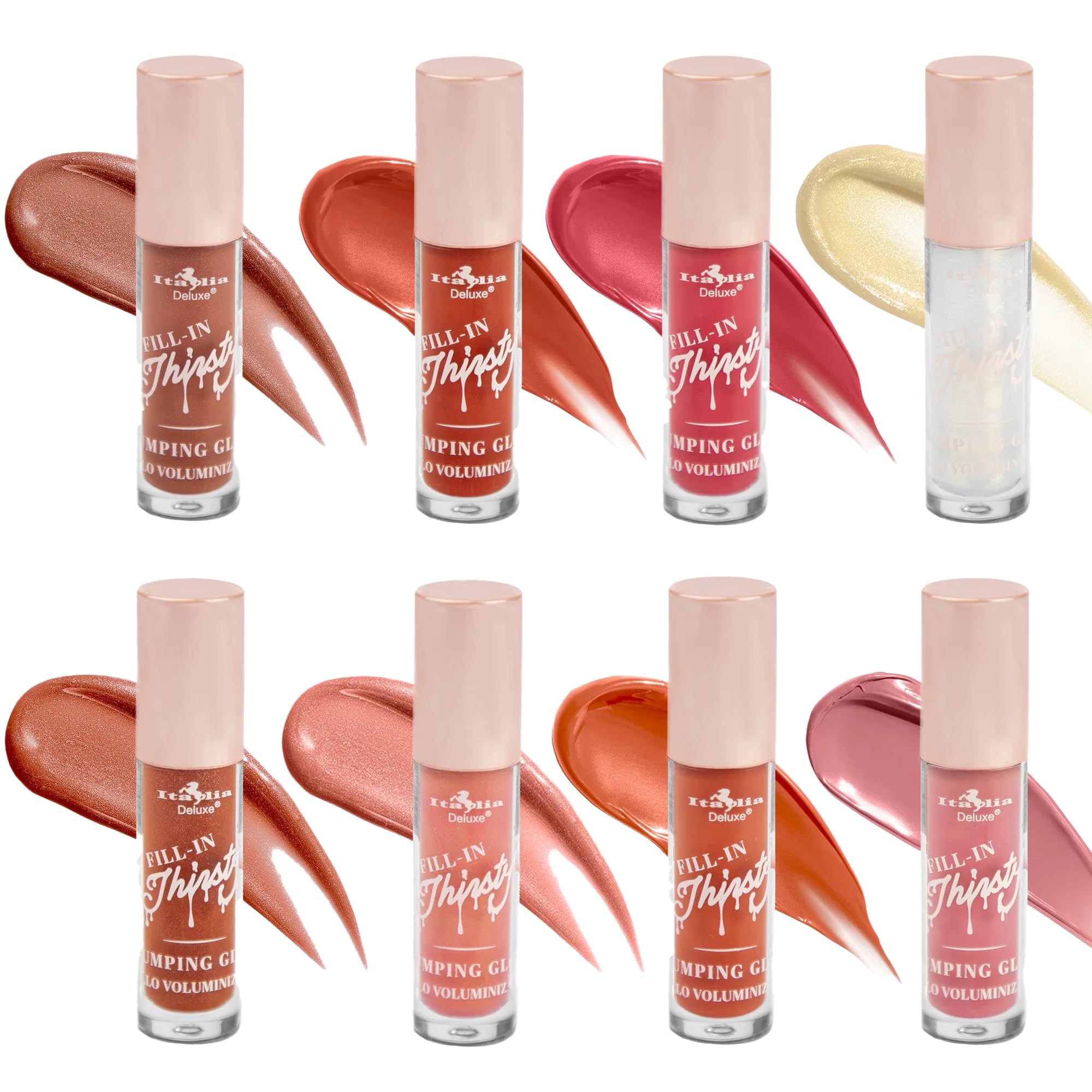 Glam Lux Italia Deluxe Plumping Gloss Set – 8 Hydrating Lip Glosses
