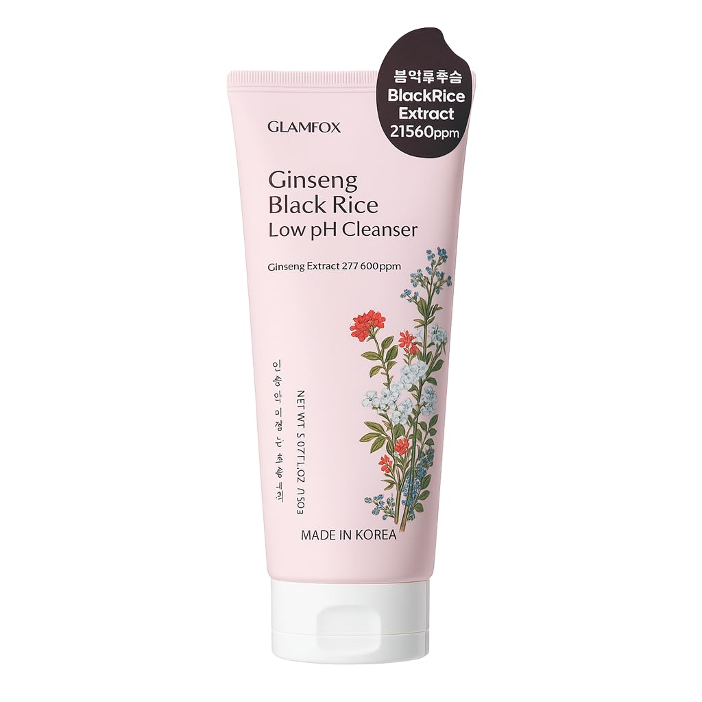 Glamfox Ginseng Black Rice Low pH Cleanser - Gentle Face Wash for Sensitive Skin