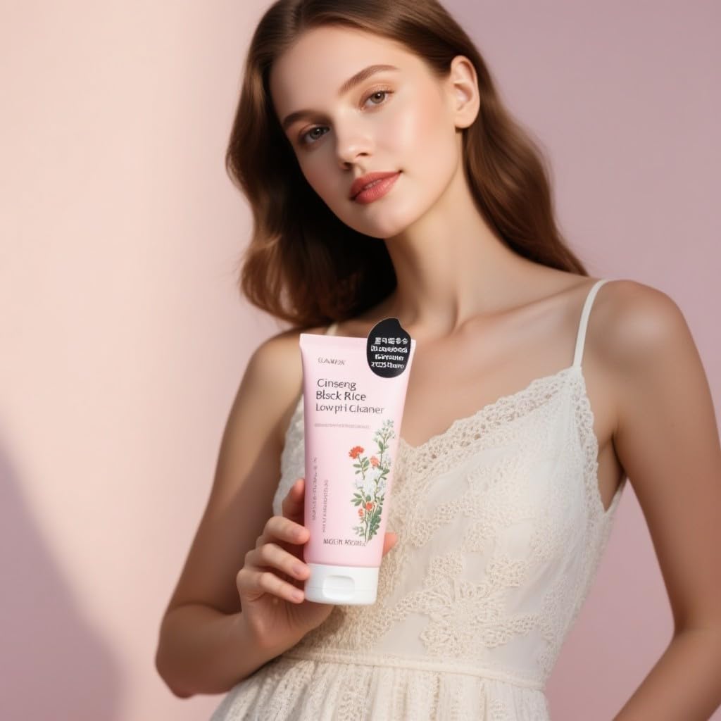 Glamfox Ginseng Black Rice Low pH Cleanser - Gentle Face Wash for Sensitive Skin