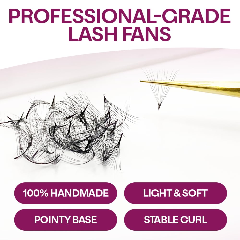 Glamgaze GLAMGAZE 800 Promade Fans – 8-15mm Mixed Lengths, 5D–16D, C/CC/D Curl, 0.05–0.07mm