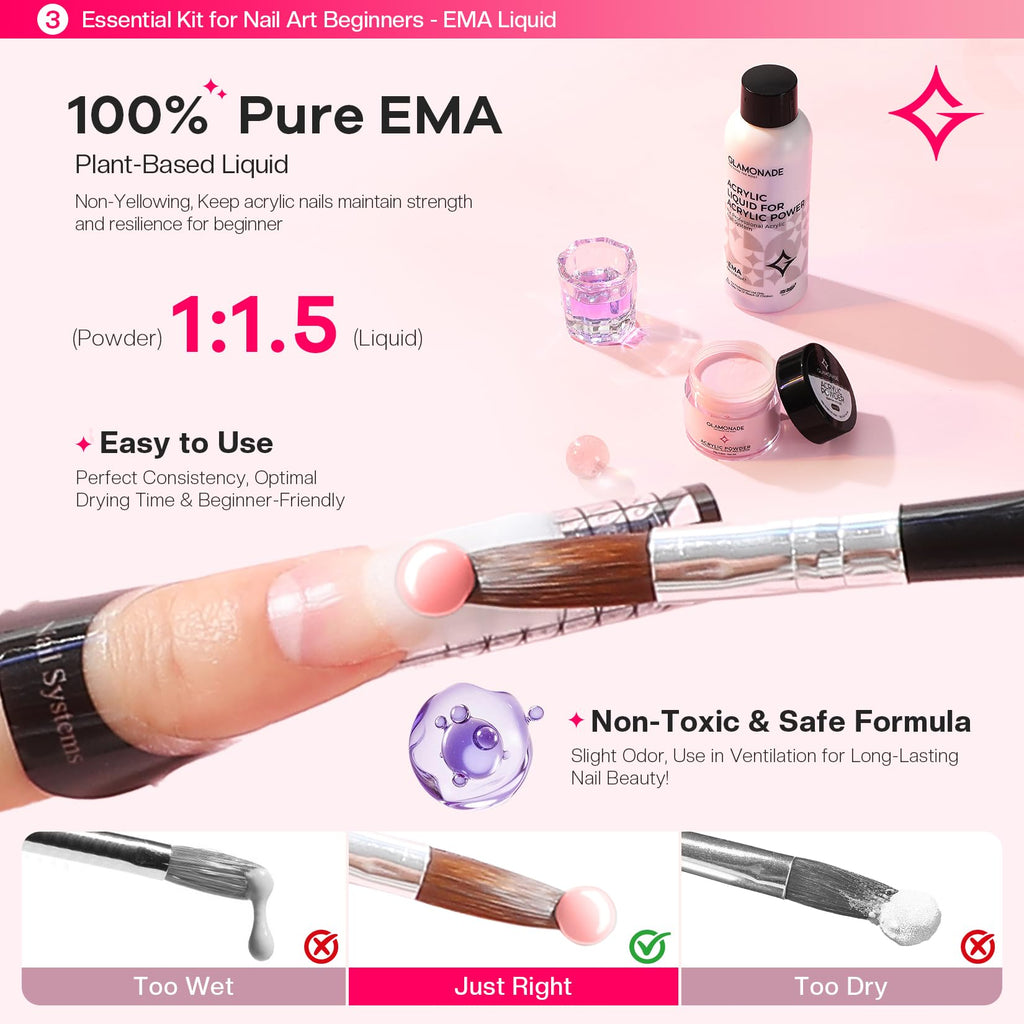 Glamonade Acrylic Nail Kit for Beginners | All-in-One Home Manicure Set