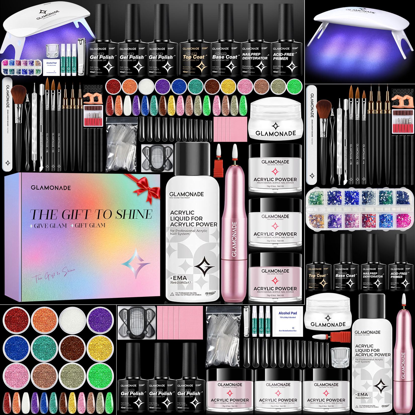 Glamonade Acrylic Nail Kit for Beginners | All-in-One Home Manicure Set
