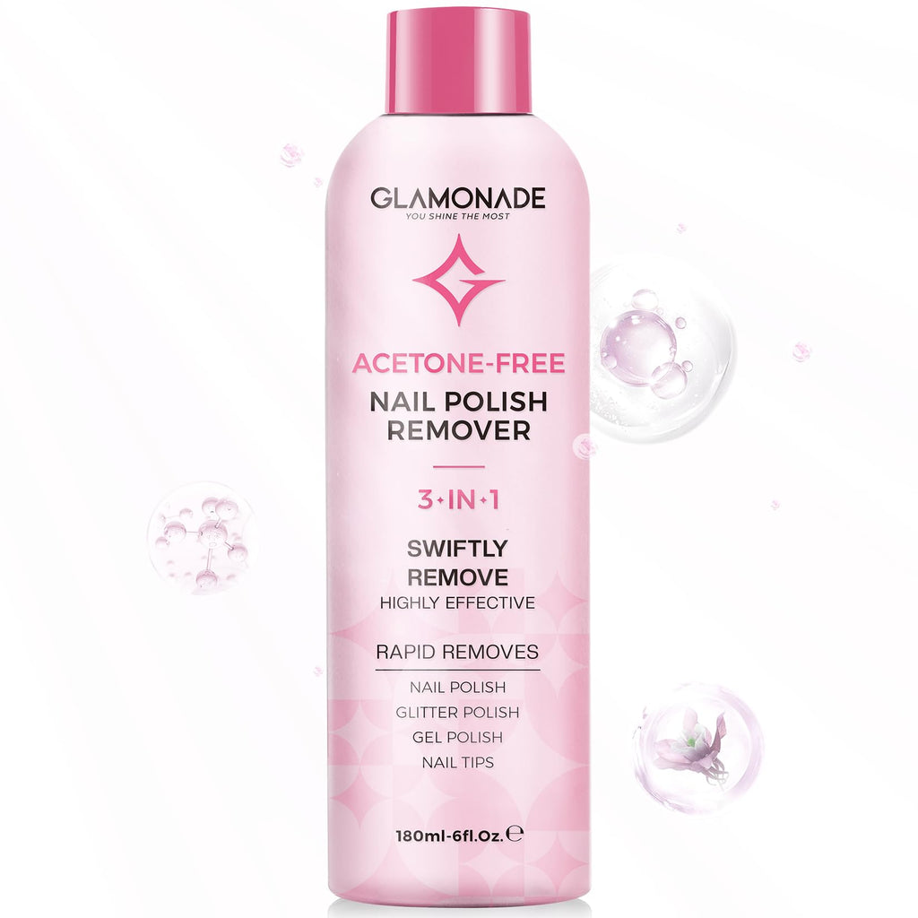 Glamonade Gel Nail Polish Remover – Non-Acetone Soak Off, Rose Seed Oil, 6 oz | Home Salon Essentials