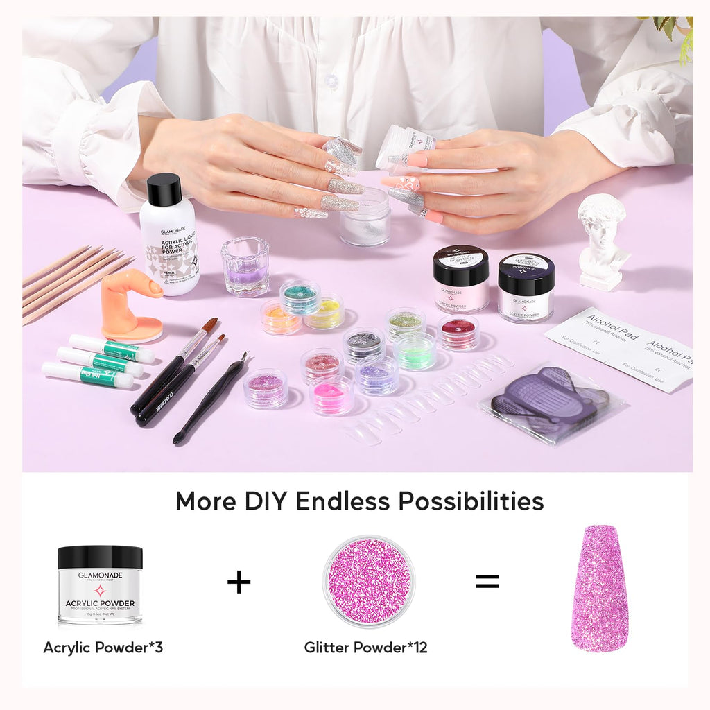 Glamonade Nail Kit Acrylic Set for Beginners | Professional Starter Supplies