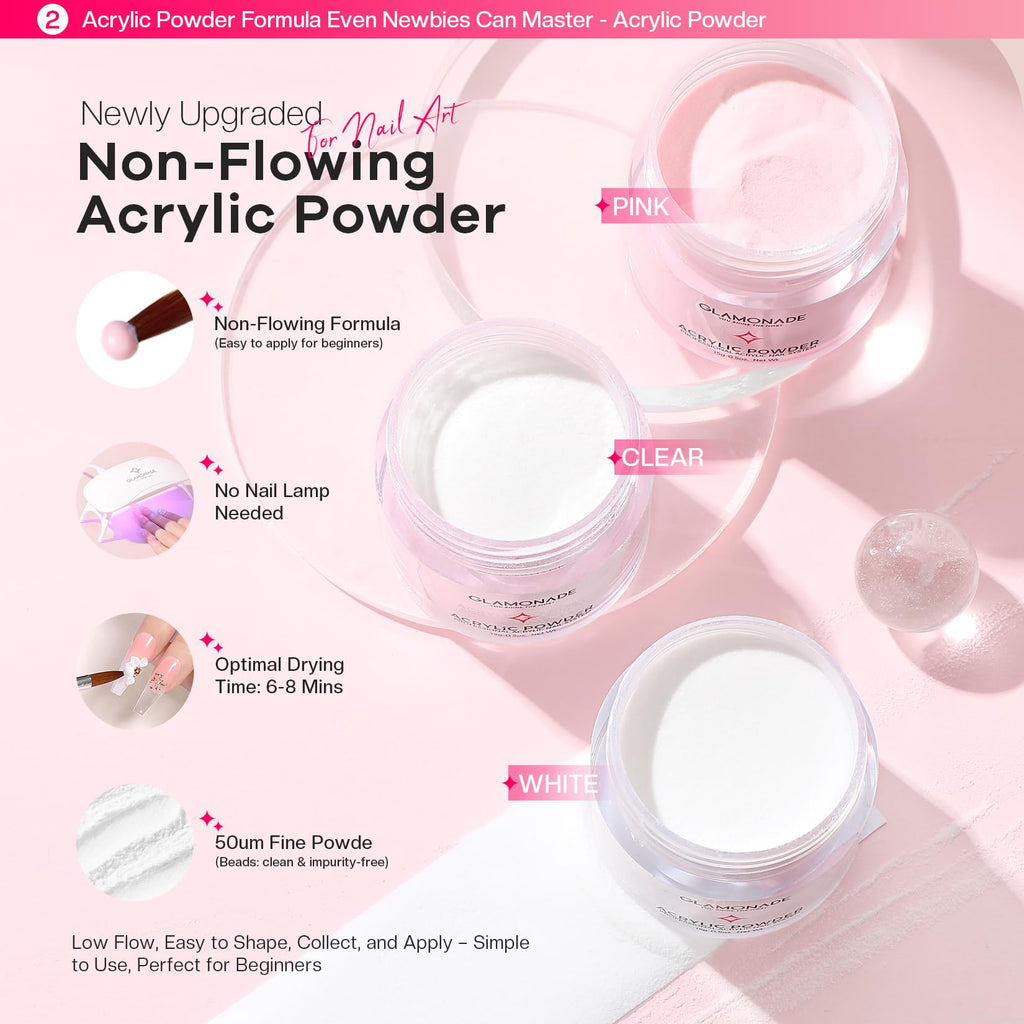 Glamonade Acrylic Nail Kit for Beginners | All-in-One Home Manicure Set