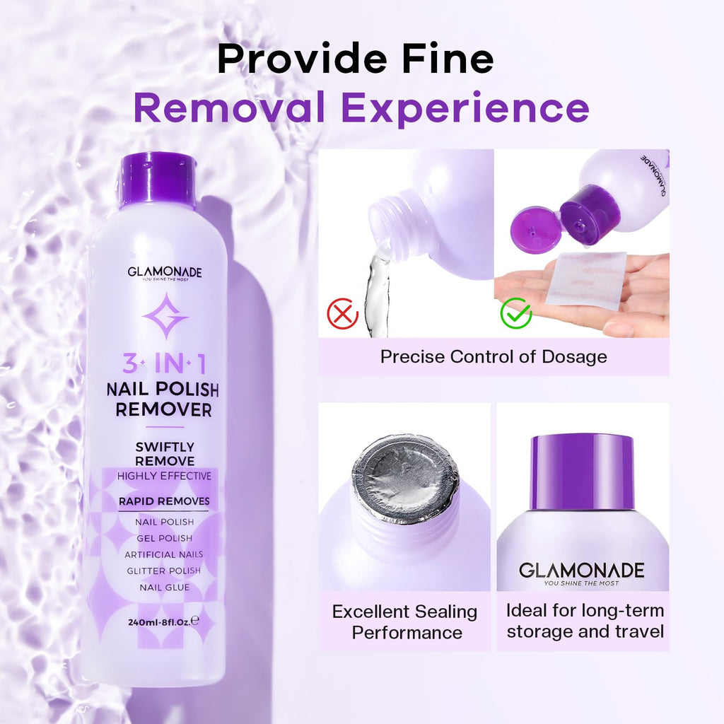 Glamonade Acetone Nail Polish Remover Kit | Gel Removal Kit with Tools & Cuticle Oil