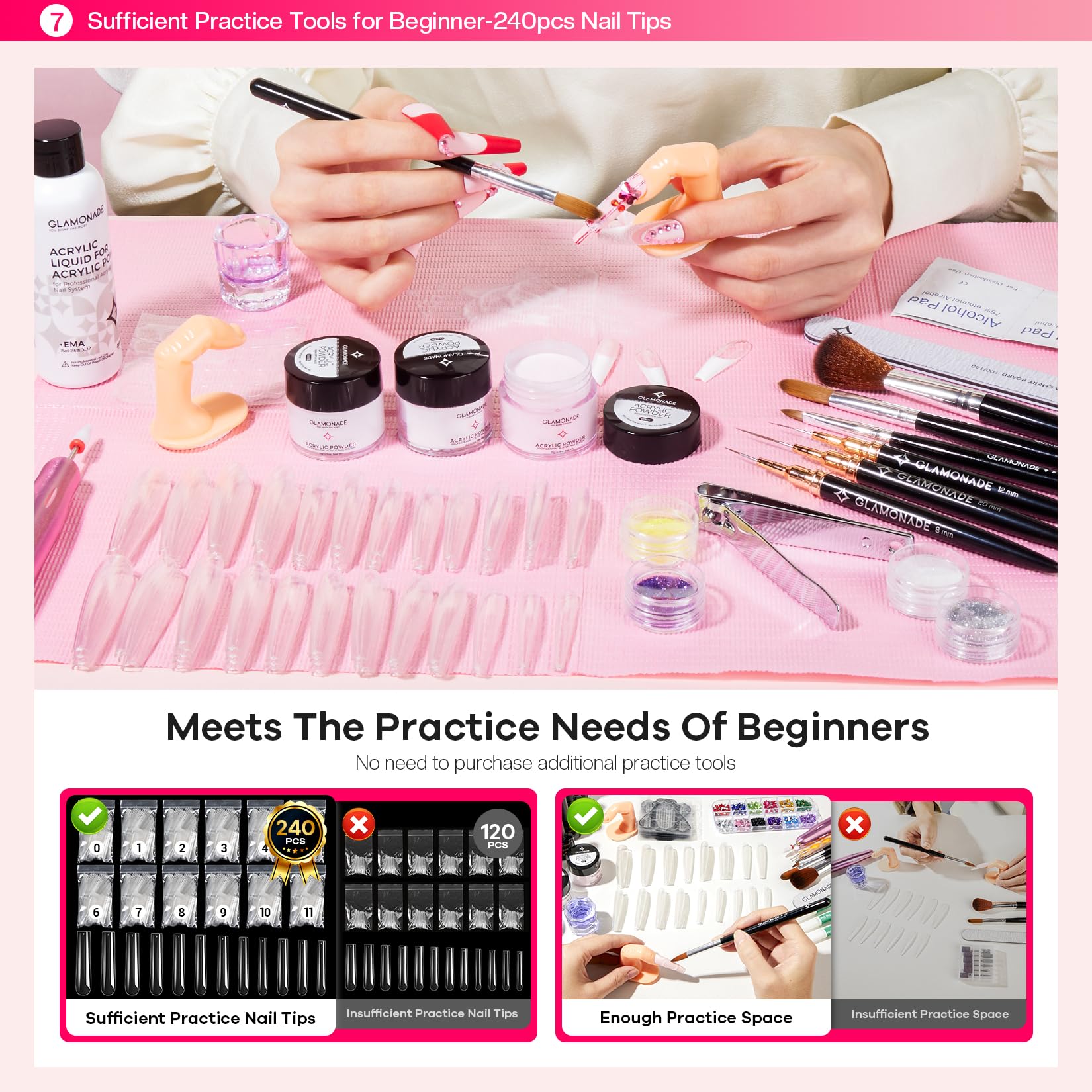 Glamonade Acrylic Nail Kit for Beginners | All-in-One Home Manicure Set