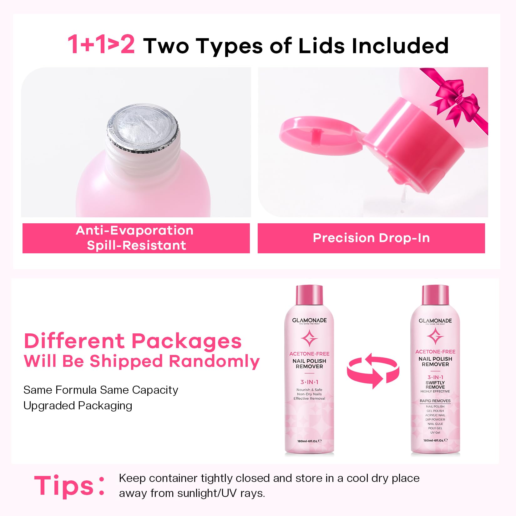 Glamonade Gel Nail Polish Remover – Non-Acetone Soak Off, Rose Seed Oil, 6 oz | Home Salon Essentials