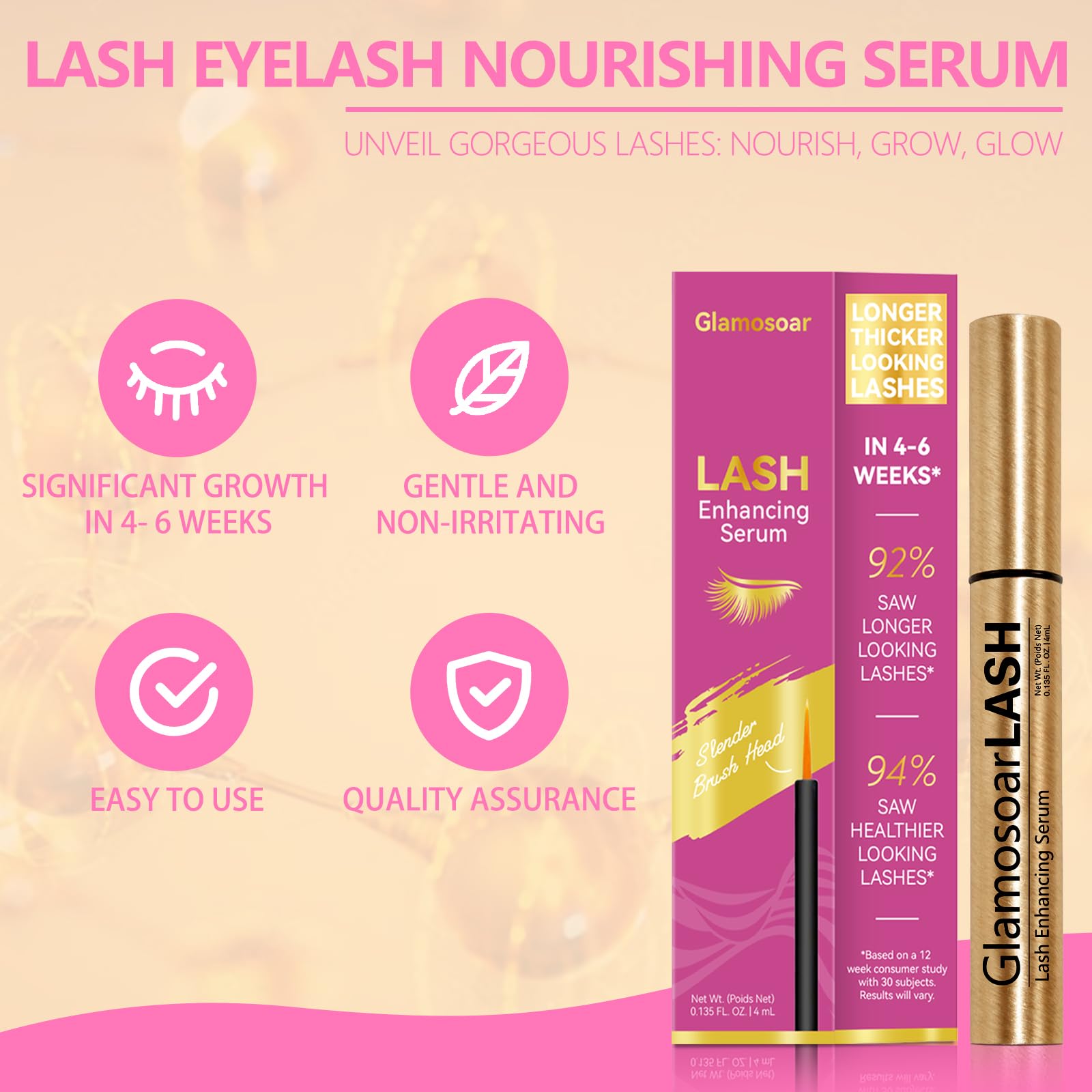 Glamosoar Lash Serum – Eyelash Growth Serum for Fuller, Longer Lashes | 4ml