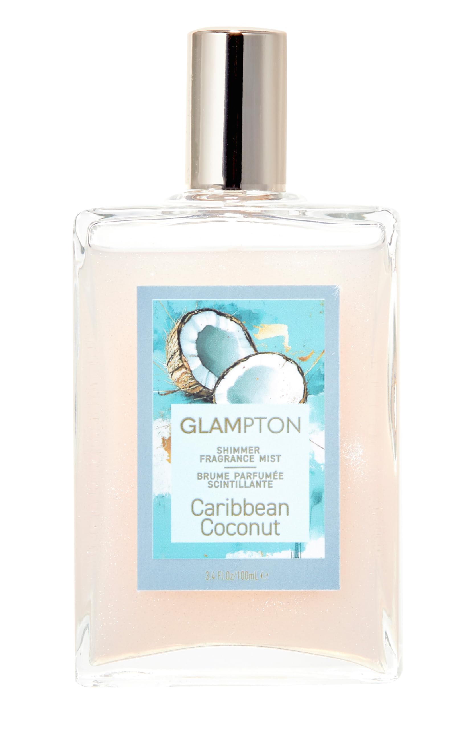Glampton Caribbean Coconut Shimmer Fragrance Mist – 3.4 oz | Vegan & Cruelty-Free