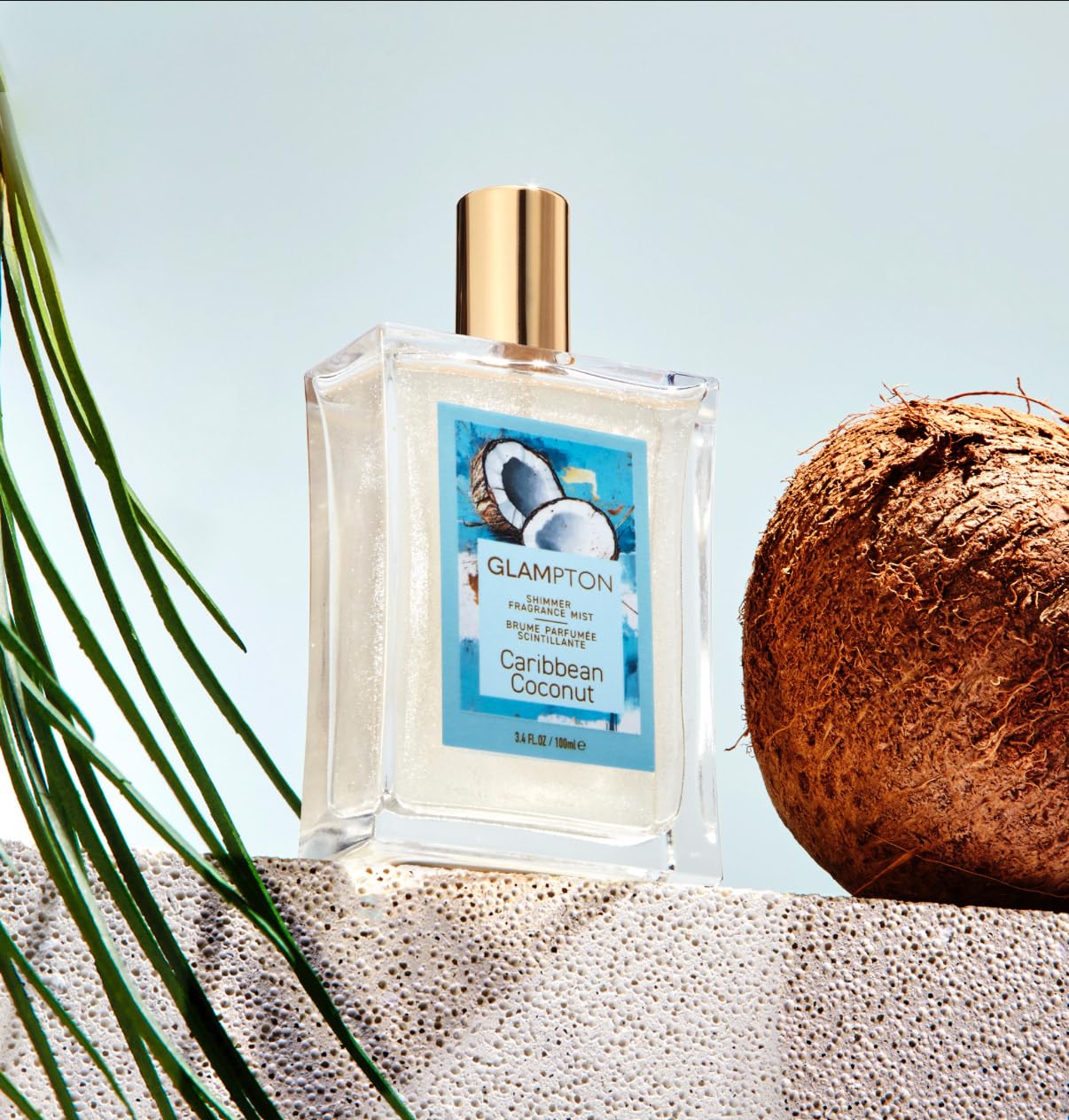 Glampton Caribbean Coconut Shimmer Fragrance Mist – 3.4 oz | Vegan & Cruelty-Free