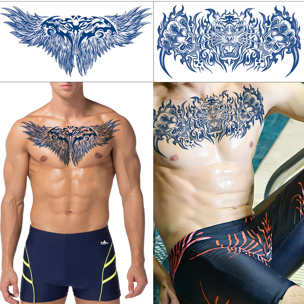 Glaryyears Semi Permanent Tattoos for Men – 4 Sheet Kit Large Realistic Temporary Tattoos