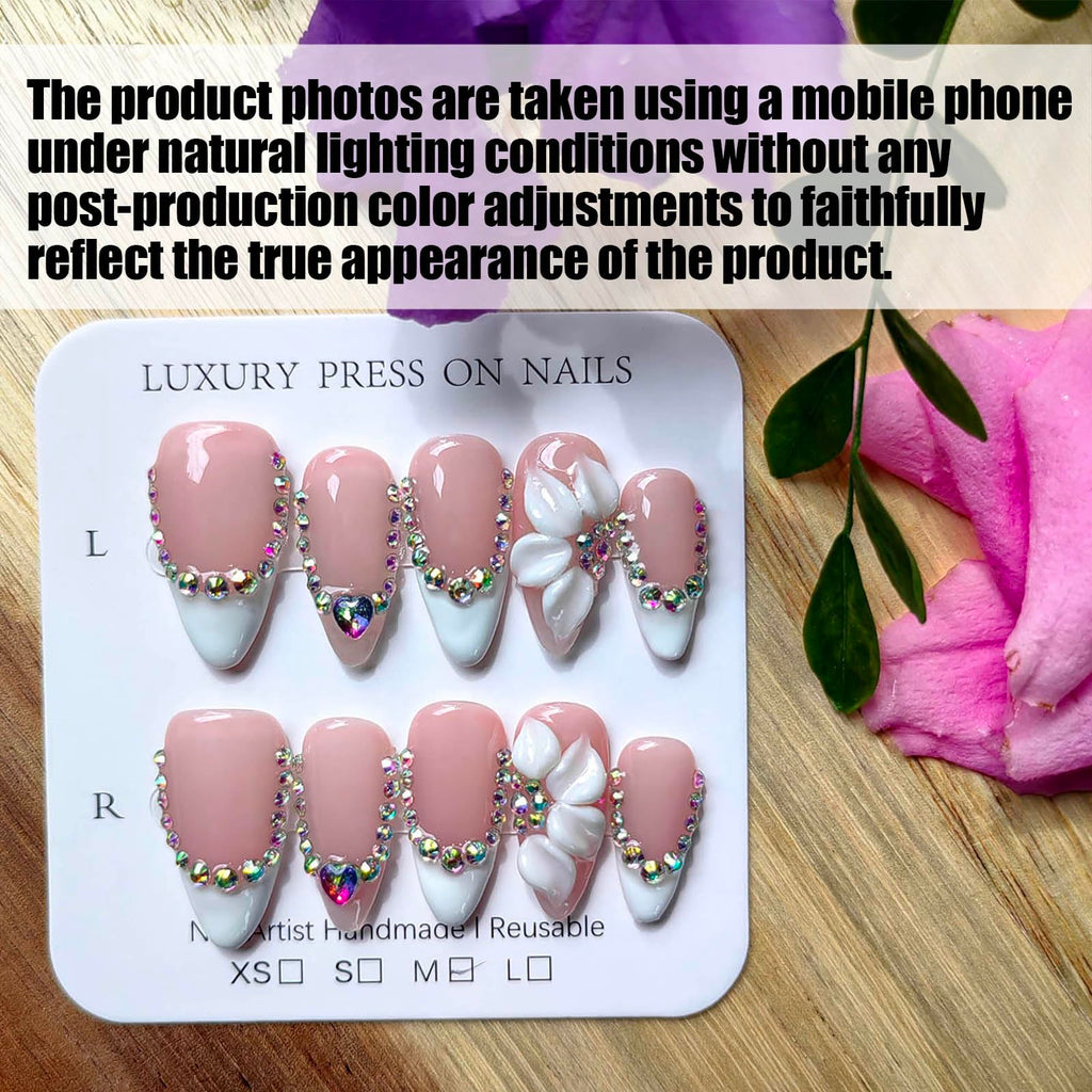 Gleamrain Handmade Almond Press-On Nails – Luxury Medium 10-Pcs by P09