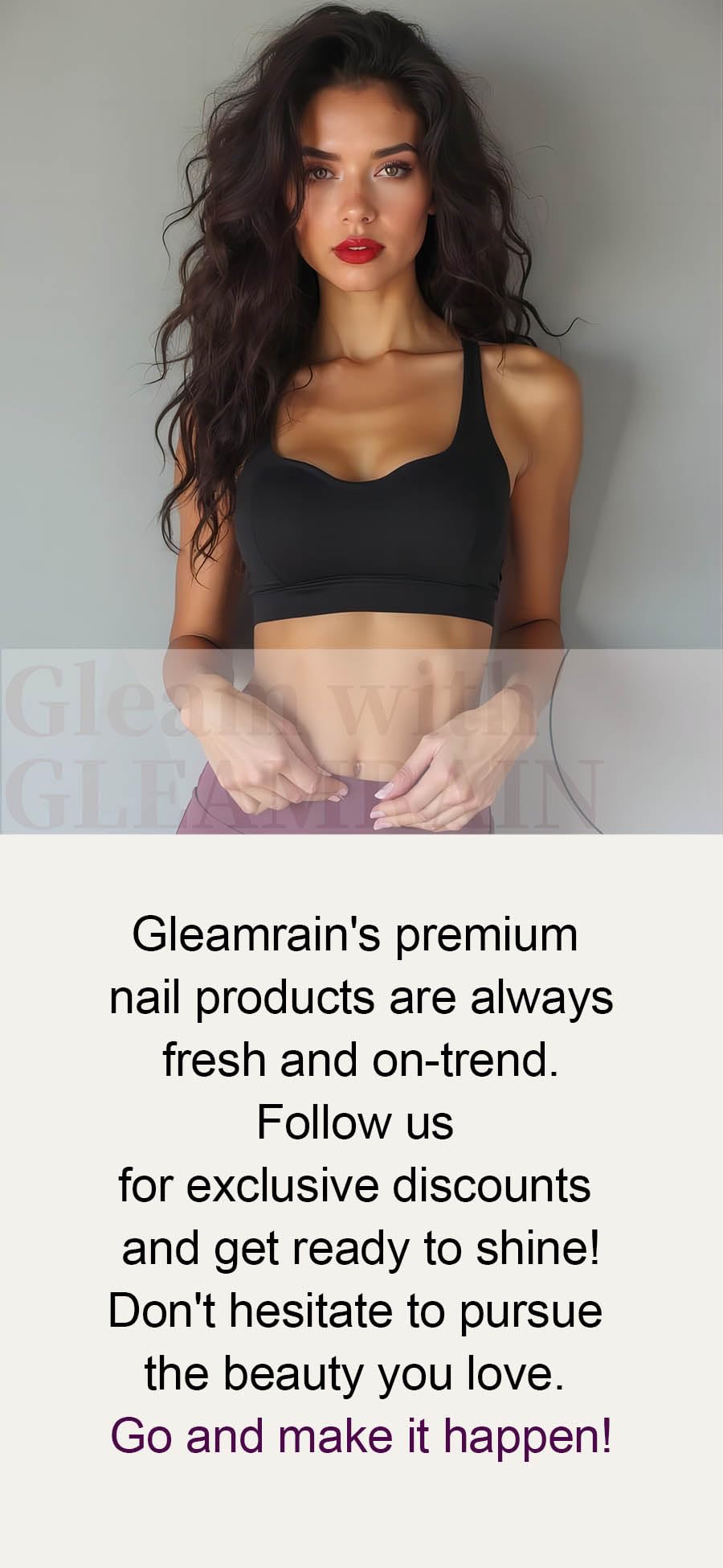 Gleamrain Nude Handmade Press-On Nails – Almond Long, French Tips, Shell & 3D Flower