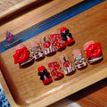 Gleamrain Duck-Shape Press-On Nails – Medium, Rhinestone & Bow Design (10 pcs)