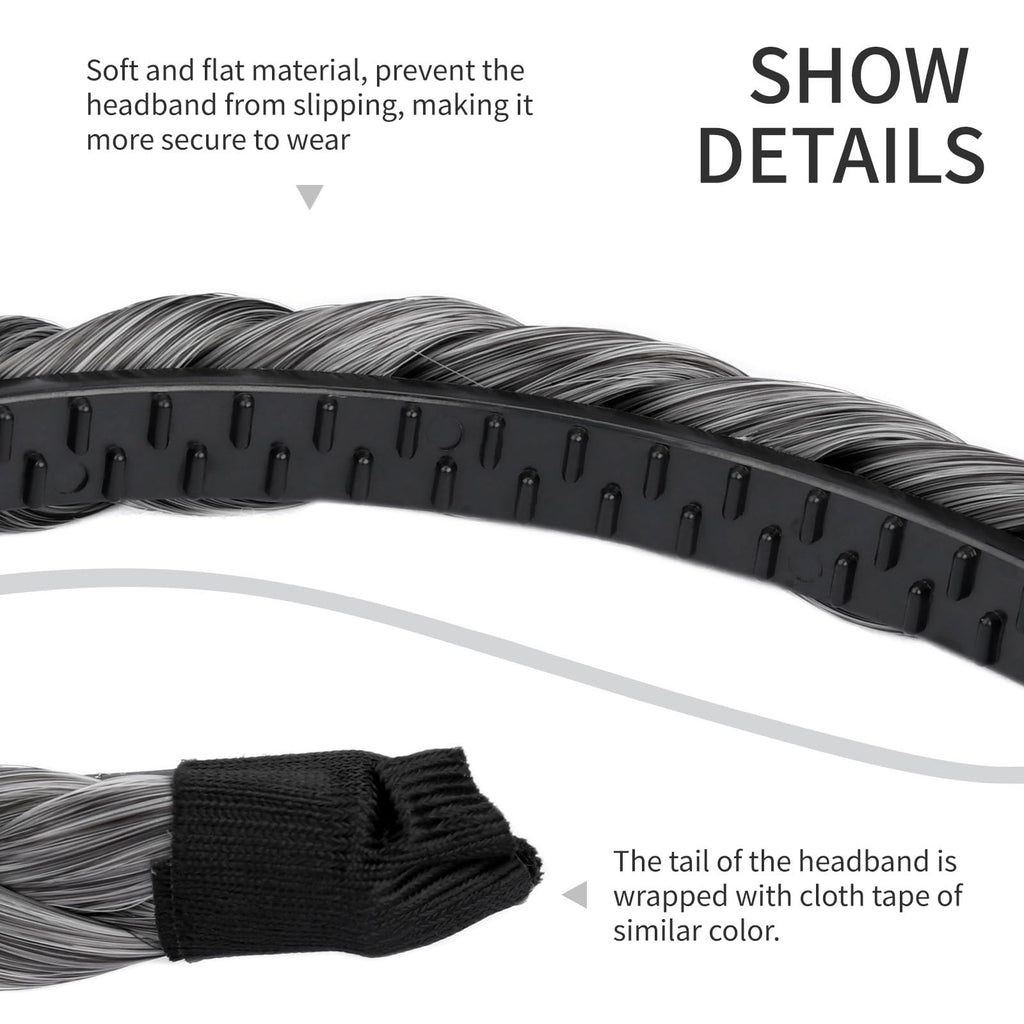 Gledola Braided Headband With Teeth Braids – Dark Gray