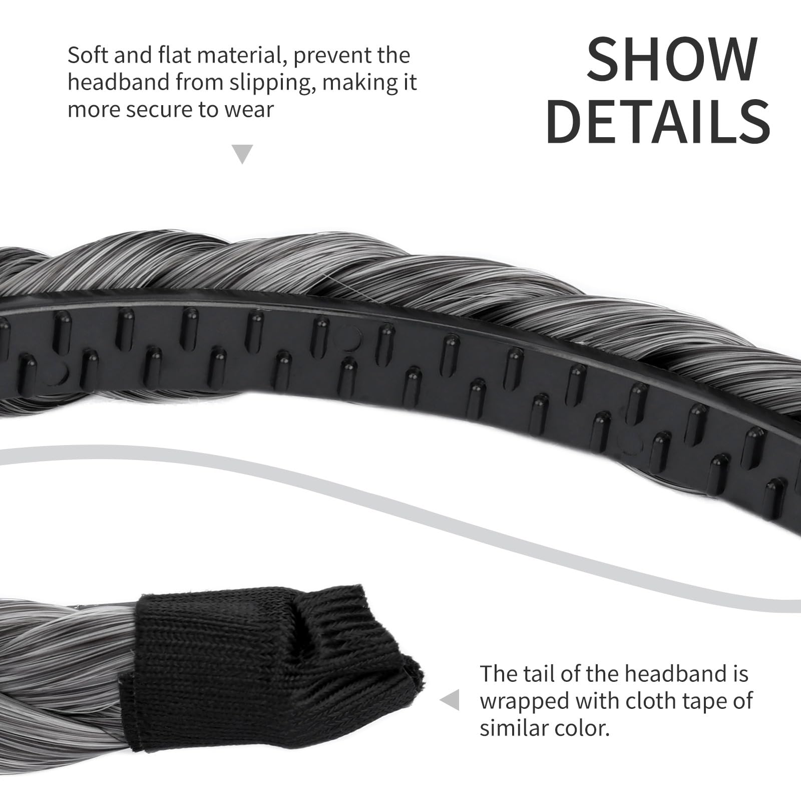 Gledola Braided Headband With Teeth Braids – Dark Gray
