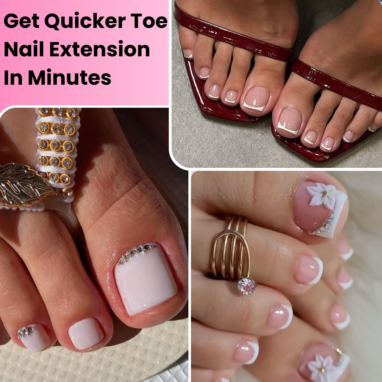 GlimightyX Poly Gel Toenail Kit with UV Lamp – 3 Colors, Dual Forms, DIY Pedicure