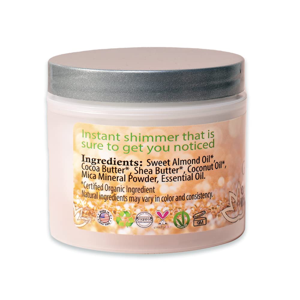 GLIMMER GODDESS Organic Whipped Body Butter – Gold Shimmer Level 3 | Deep Hydration & Radiant Glow | 4.0 oz