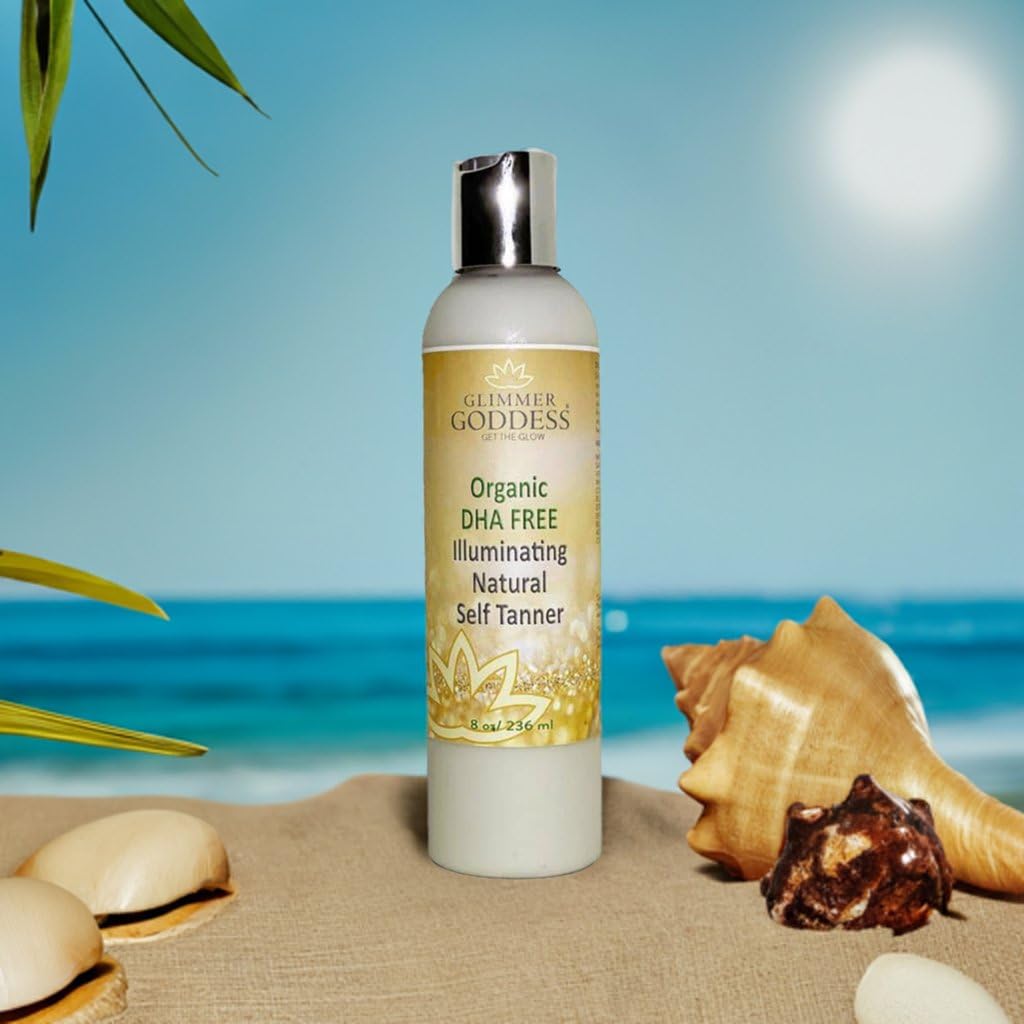 Glimmer Goddess Organic DHA-Free Self-Tanning Lotion – Plant-Based Erythrulose, Aloe Vera & Shea & Cocoa Butter | Vegan & Cruelty-Free