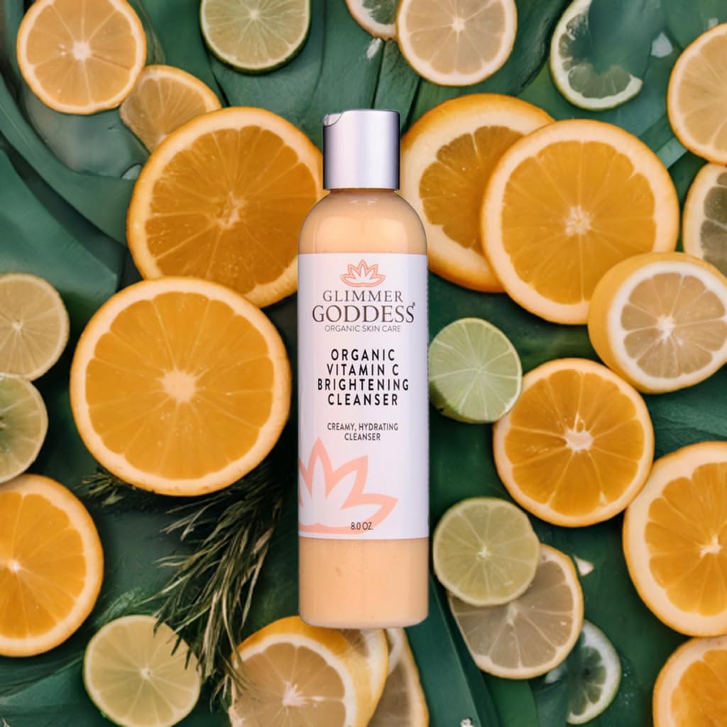 GLIMMER GODDESS Organic Vitamin C Facial Cleanser – Hydrating Aloe & Jojoba, 8 oz