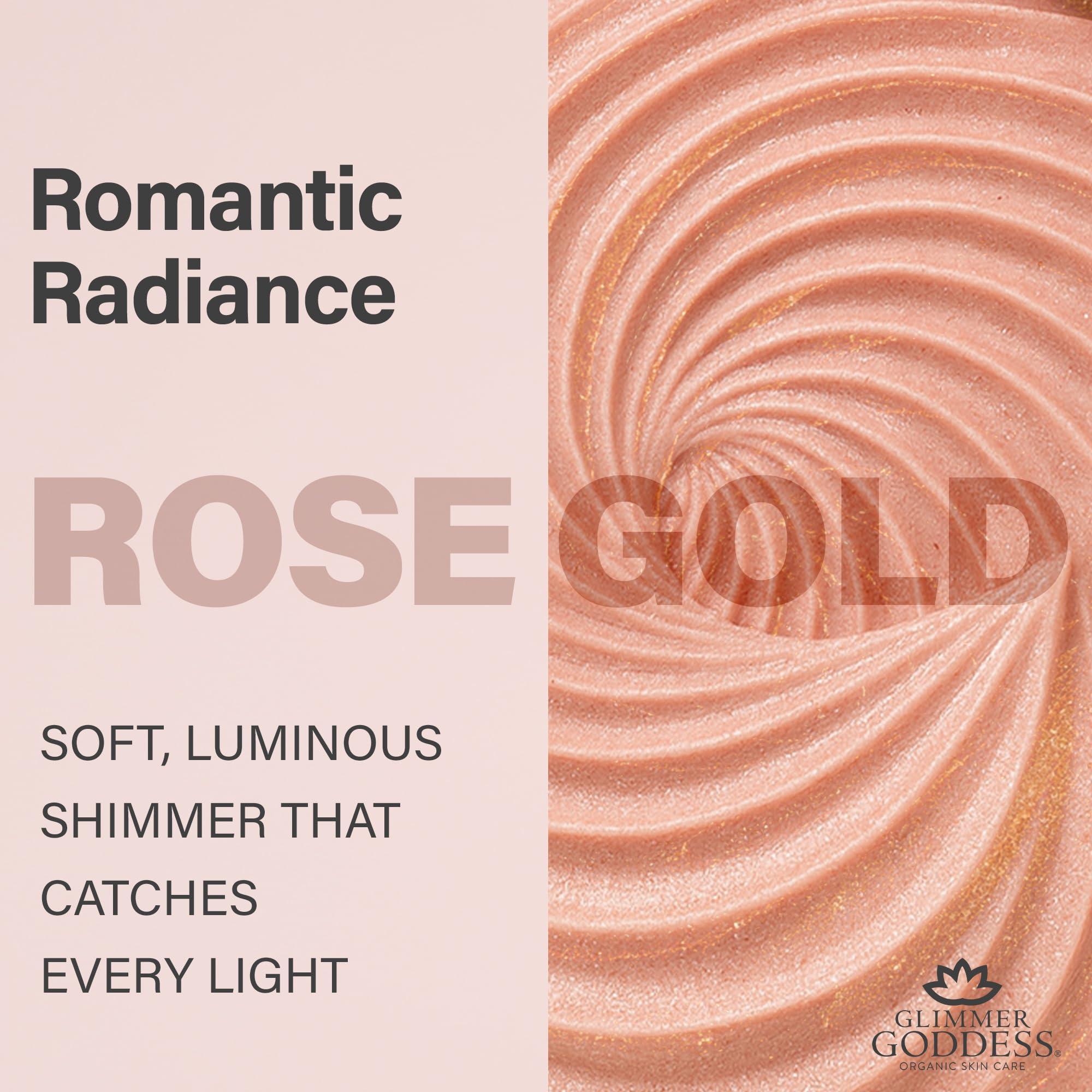 Glimmer Goddess Shimmer Body Butter – Organic Whipped Shea, Hydration & Glow | Rose Gold Sexy, 4 oz