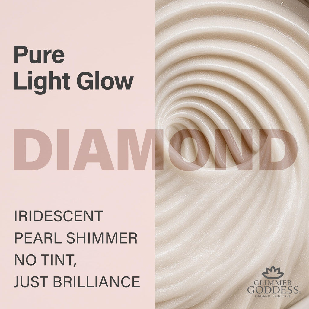 Glimmer Goddess Shimmer Body Butter – Organic Whipped Shea, Diamond Super, 4 oz