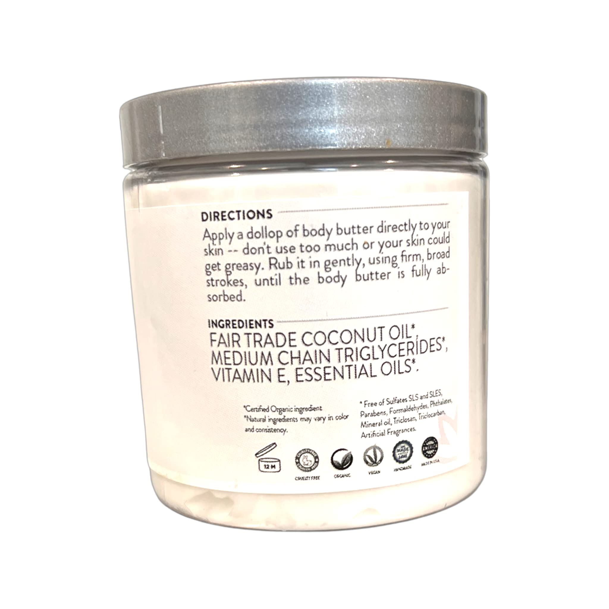 Glimmer Goddess Organic Whipped Coconut Oil Body Butter – Lavender Lemon, 8 oz | Vegan
