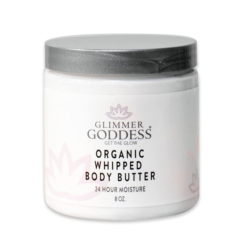 Glimmer Goddess Organic Whipped Body Butter — Hydrating Shea & Cocoa Butter with Almond & Coconut Oil, Jasmine, 8oz