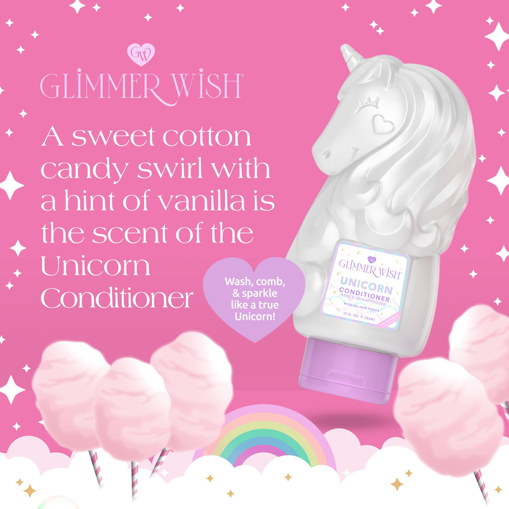 Glimmer Wish Unicorn Kids Conditioner – Paraben & Sulfate Free, Cotton Candy Scent, 12 Fl Oz