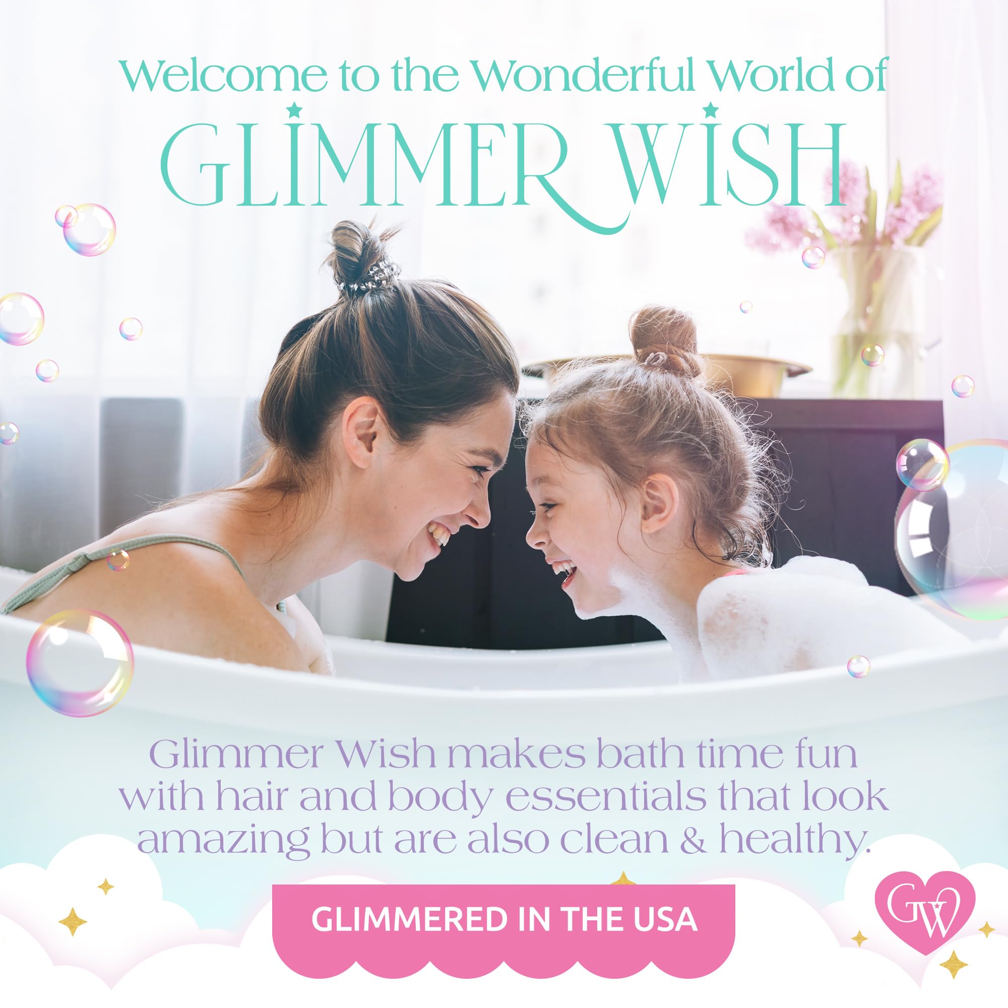 Glimmer Wish Unicorn Kids Body Wash – Gentle, Sulfate-Free Cleanser with Vanilla Cotton Candy Scent | 12 fl oz
