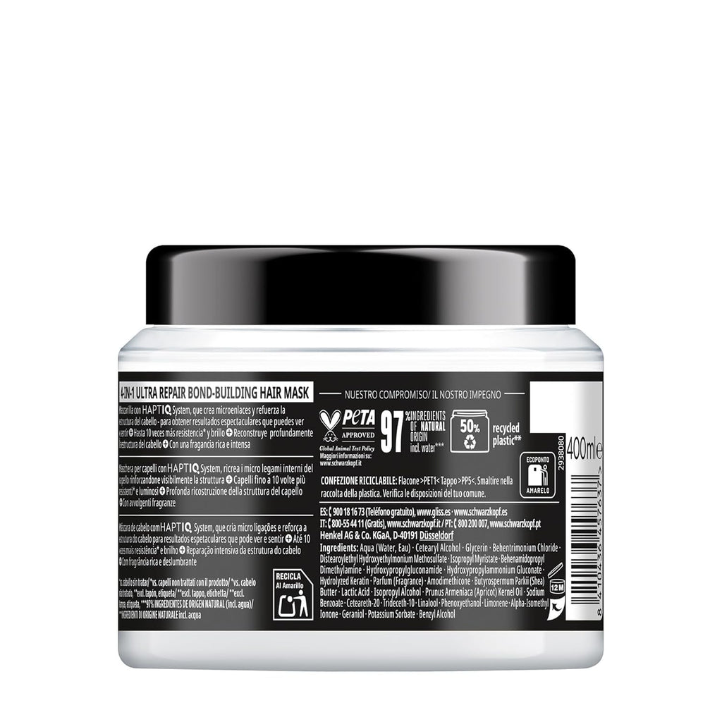 Gliss 4-in-1 Ultra Repair Hair Mask | Deep Nourishment for Dry, Damaged Hair (400 ml)