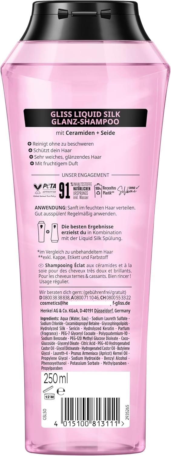Gliss Liquid Silk Shampoo - 250 ml for Silky, Soft Hair (German Import)