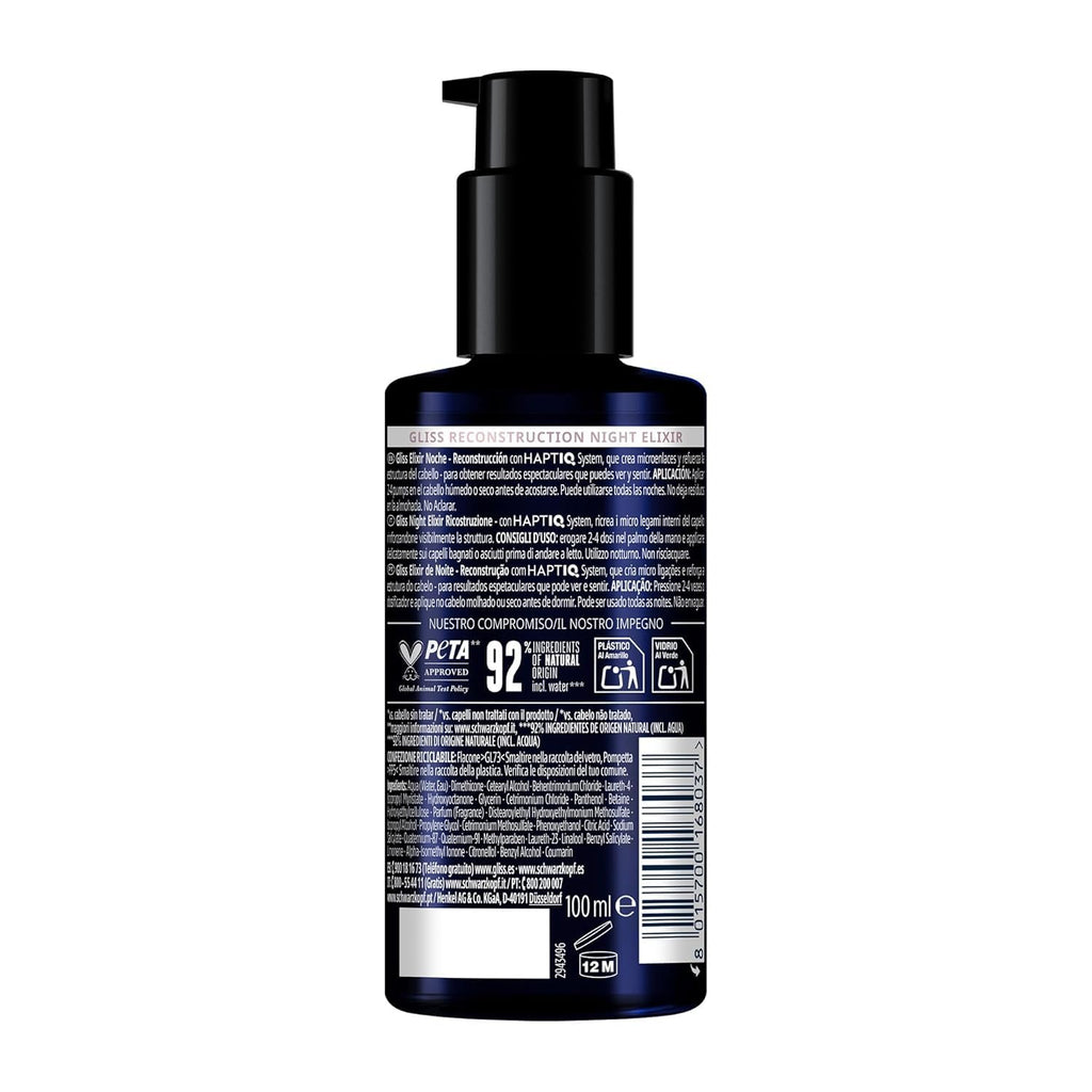 Gliss Night Elixir Overnight Reconstruction – Leave-in Treatment for Damaged Hair (100 ml)