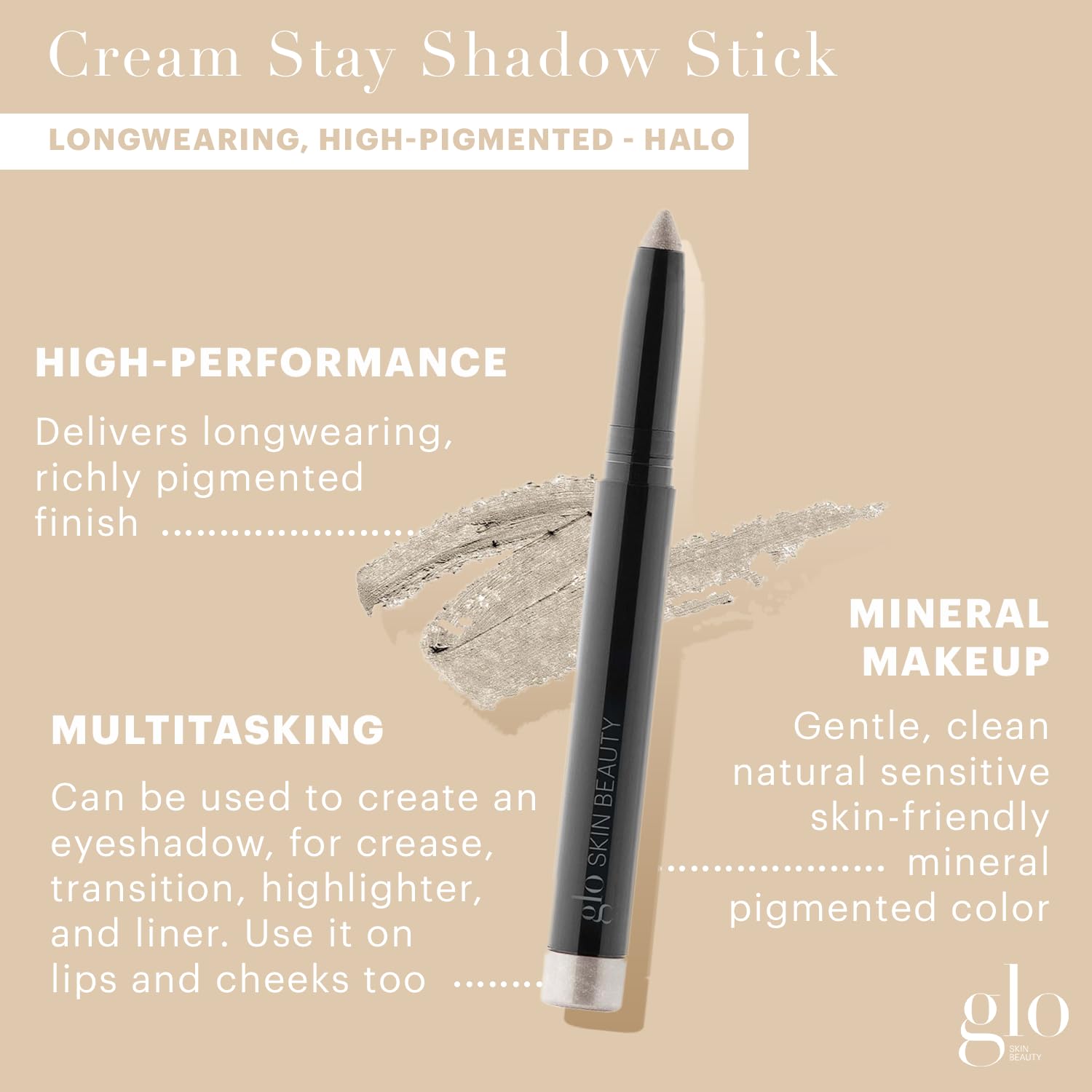 Glo Skin Beauty Cream Stay Shadow Stick Halo – 12-Hour Multi-Purpose Eye Shadow, Base & Liner