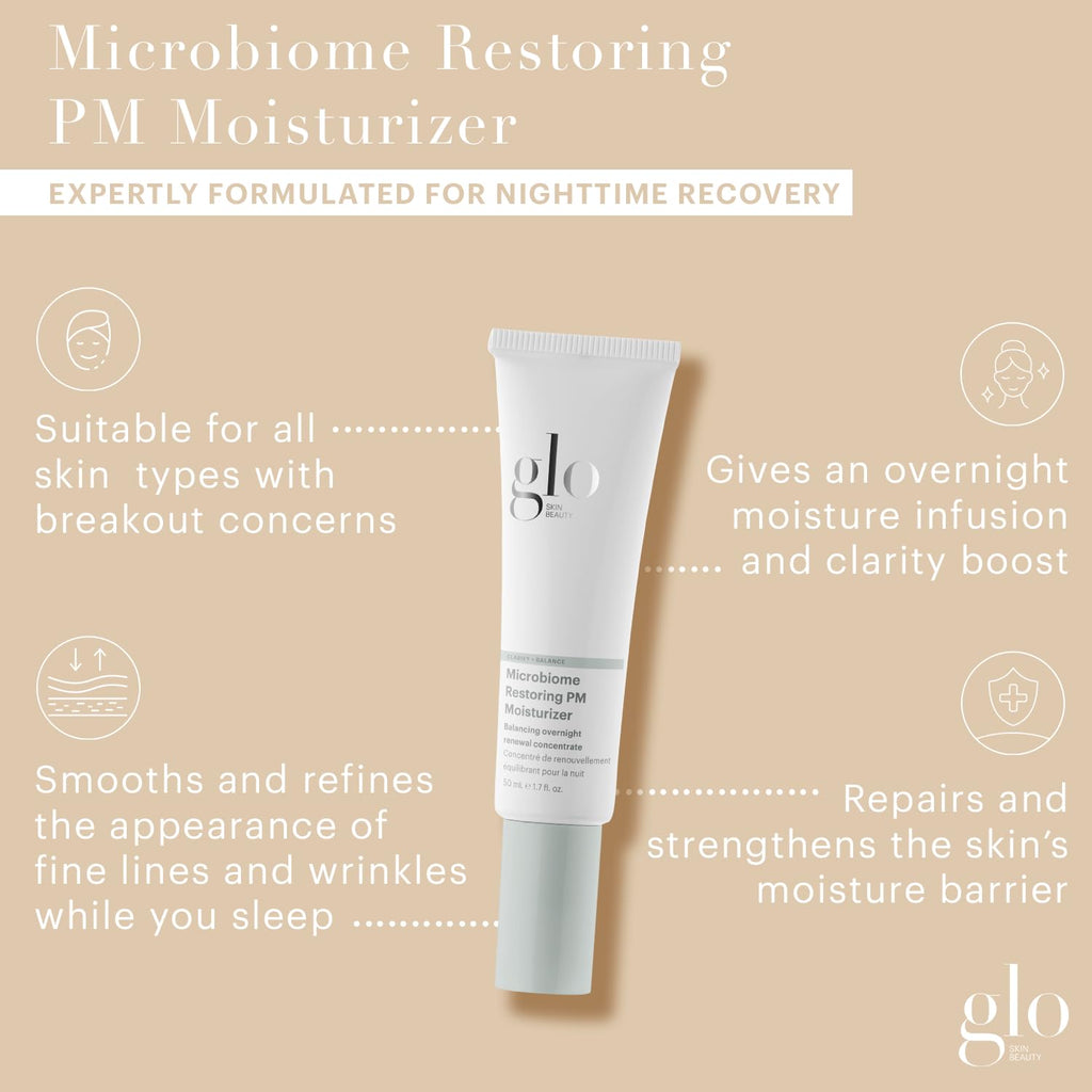 Glo Skin Beauty Microbiome Restoring PM Moisturizer – Oil-Free Night Gel-Cream