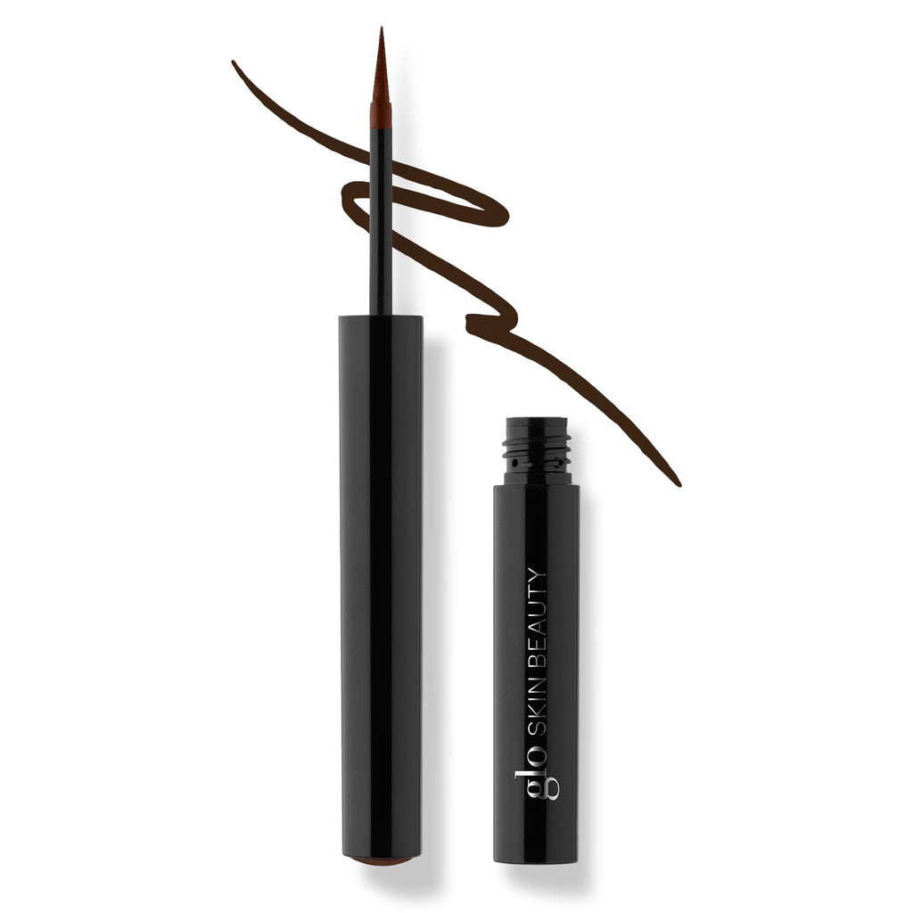 Glo Skin Beauty Precision Liquid Eyeliner (Dark Brown) – Fine Felt Tip, Matte Finish, With Caffeine