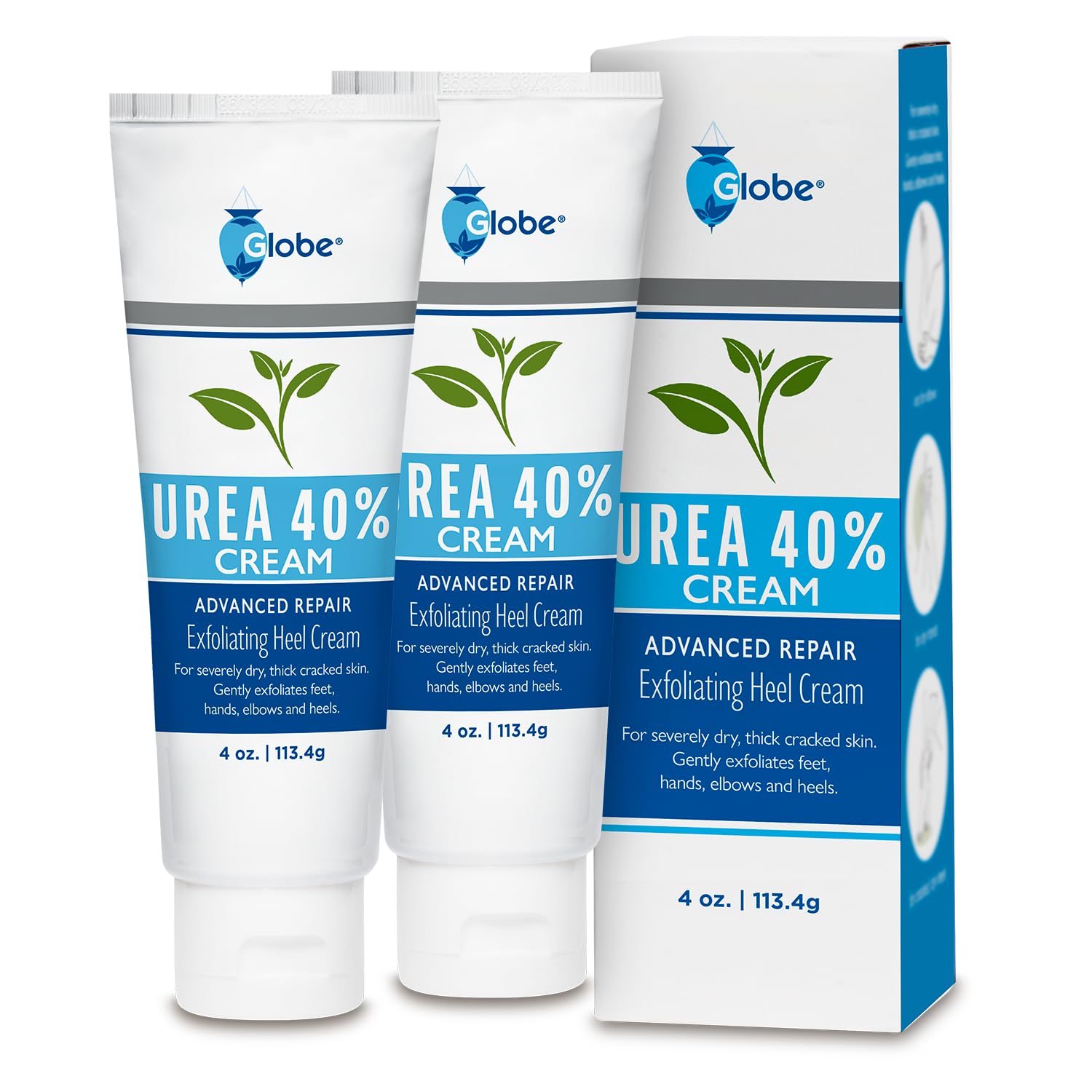 Globe Urea Cream 40% – 2 Pack (8 oz) Intensive Hydration for Dry, Cracked Feet & Hands