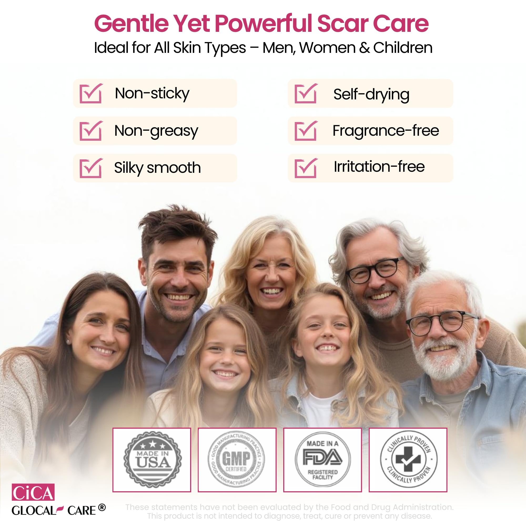 GlocalCare CICA Scar Cream – Silicone Scar Treatment for New & Old Scars, PIH & Stretch Marks (50 ml)