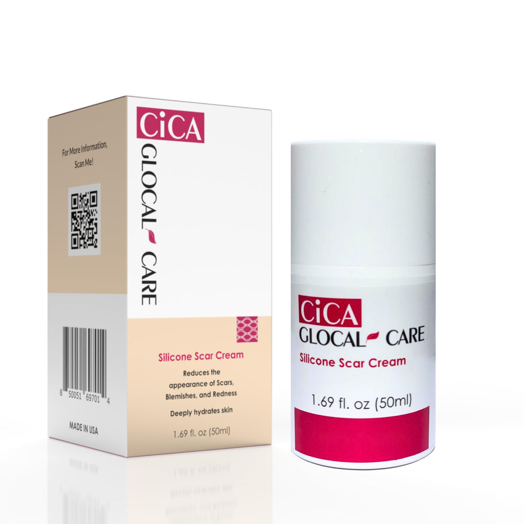 GlocalCare CICA Scar Cream – Silicone Scar Treatment for New & Old Scars, PIH & Stretch Marks (50 ml)