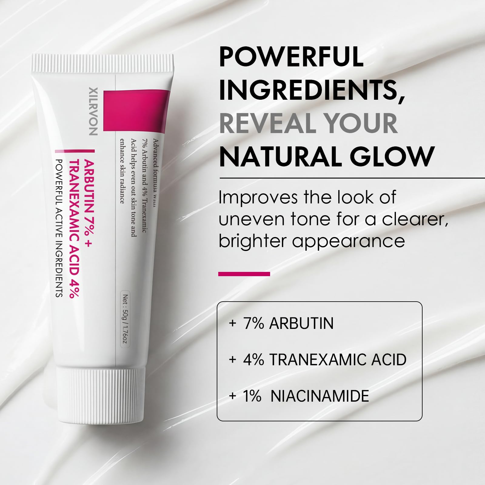 Glopink 2Pcs Arbutin 7% + Tranexamic Acid 4% Cream – Niacinamide Brightening Hydrating Moisturizer