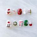GLORS Christmas Press-On Nails – Short Square 3D Santa & Snowman Set (10 Pieces)