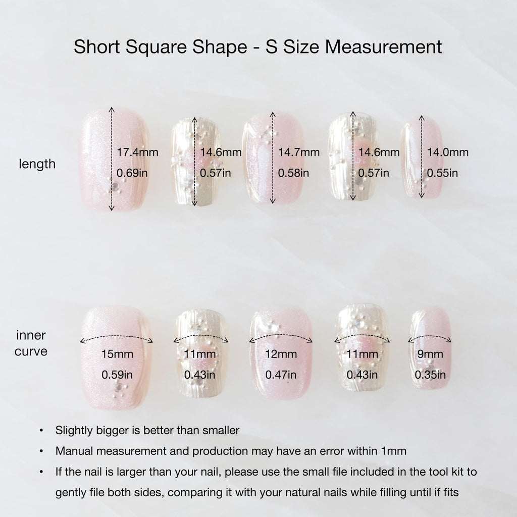 GLORS Purely Handmade Press On Nails — Pink Purple Cat-Eye Buccilati, Short Square, 10pcs (SS)